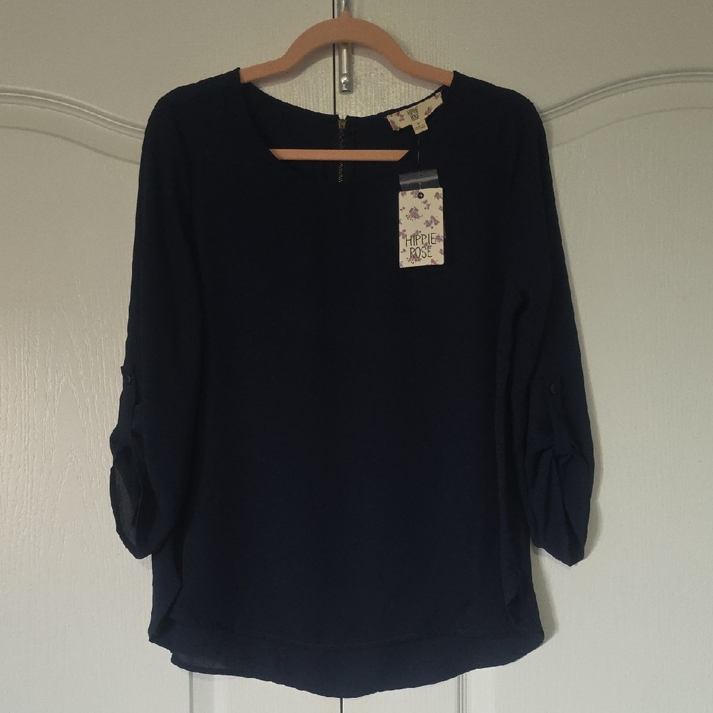 Hippie Rose Black 3/4 Sleeve Blouse